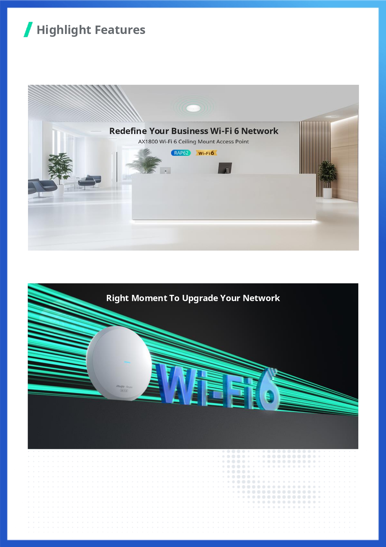 อุปกรณ์กระจายสัญญาณไวฟาย RUIJIE-REYEE รุ่น RG-RAP62 แบบติดเพดาน มาตรฐาน AX1800 ที่รองรับ WI-FI 6_5